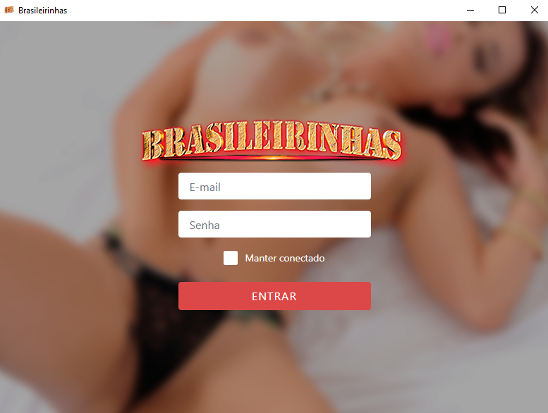 Imagem da tela de login do App das Brasileirinhas